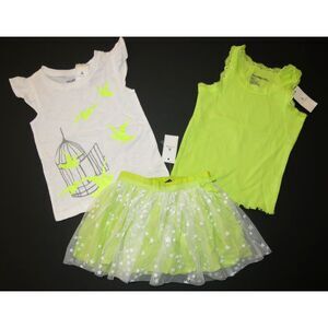 Baby Gap girls yellow green tulle star skirt bird cage top t-shirt tank 12-18 mo